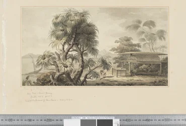 Uitzicht op een graf aan de kust