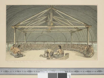 Poulaho, koning van de Vriendelijke Eilanden, drinkt Kava