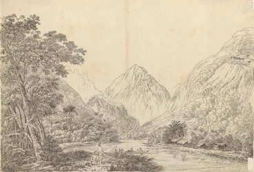 Uitzicht in Oheitepeha Bay, Otaheite