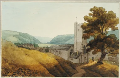 Vanaf het kerkhof in Dulverton, Somerset, 1800