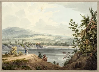 Hudson River Bridge nabij Waterford, New York, 1832