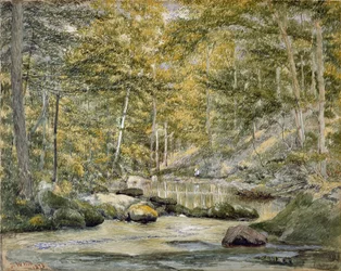 Bosvijver met vissende mannen, 1870