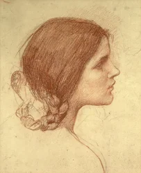 Hoofd van een meisje, c.1905 (rode krijt op papier)