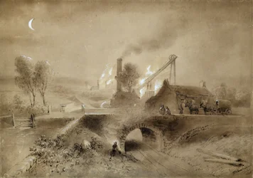 Mijnschacht en spoorweg