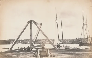 Bouw van het Washington Aquaduct,1858-1859 (foto)
