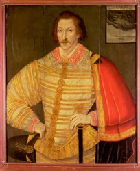 Portret van een heer, vermoedelijk de Engelse navigator Thomas Cavendish