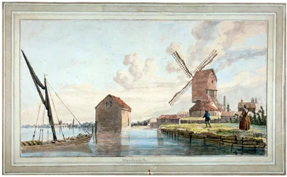 Uitzicht op de rivierbank van Wandsworth, Londen