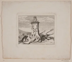 Vignet met twee genieën