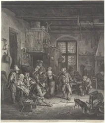 Boereninterieur met dansend paar