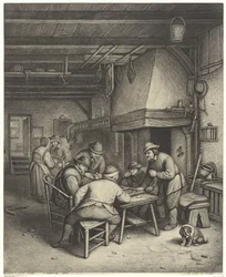 Boereninterieur met triktrakspelers