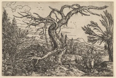 Landschap met een jager en zijn honden