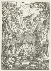 Landschap met rotsbrug