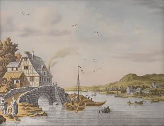 Huizen langs een rivier