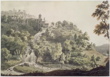 Tivoli: Een uitzicht op de villa van Maecenas, 1858