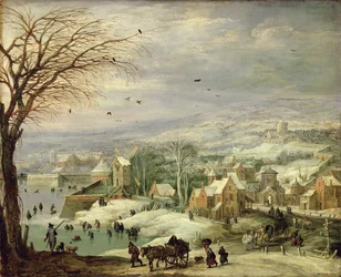 Dorpstafereel in de winter