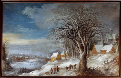 Winterlandschap. Schilderij door Josse II Momper (Ec. Flam.)