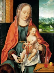 Vroeg Nederlandse Kunst: De Maagd en het Kind door Cleve, Joos van (ca. 1485-1540), ca 1530. Olie op hout, 74,3x56. Kunsthistorisch Museum, Wenen