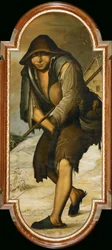 Jongen in de sneeuw (schilderij op canvas)