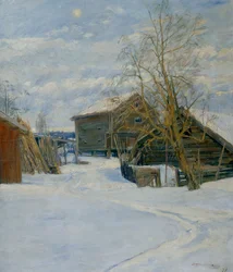 Huis in een winterlandschap