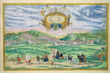 Kaart van Granada, uit Civitates Orbis Terrarum van Georg Braun (1541-1622) en Frans Hogenberg (1535-90), 1563
