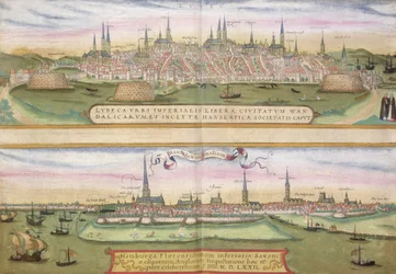 Kaart van Lübeck en Hamburg, uit 