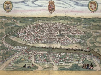 Kaart van Sevilla, uit «Civitates Orbis Terrarum» van Georg Braun (1541-1622) en Frans Hogenberg (1535-90), ca. 1572-1617