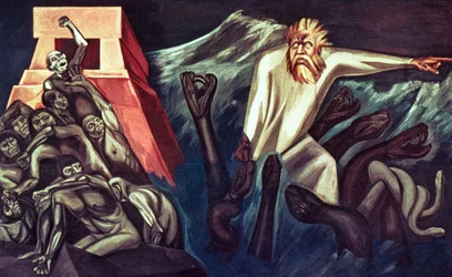 Vertrek van Quetzalcoatl, uit Het Epos van de Amerikaanse Beschaving