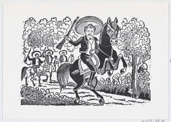 Een revolutionaire soldaat te paard met een geweer Heraclio Bernal, ca. 1880-1910