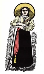 De Mexicaanse Revolutie (1910-1920): Mexicaanse vrouwelijke soldaat. Houtsnede door Jose Guadalupe Posada (1852-1913)