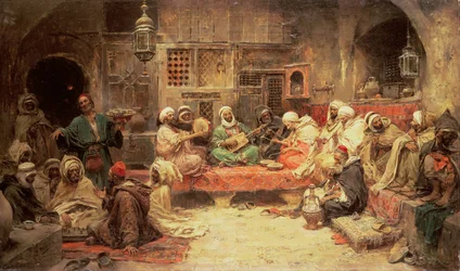 Arabieren maken muziek in een interieur