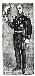 Portret van Porfirio Diaz (1828-1915), president van de Republiek Mexico (xylografie door Jose Guadalupe Posada)