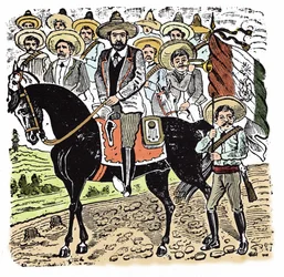 De Mexicaanse Revolutie (1910-1920): Portret van Francisco Indalecio Madero (1873-1913) Mexicaanse revolutionair. Houtsnede door Jose Guadalupe Posada (1852-1913)