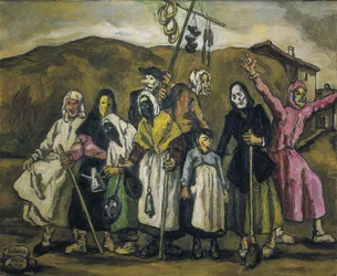GUTIERREZ SOLANA, Jose (1886-1945). Kostuumbal. 1938. Expressionisme. Olieverf op doek. Privécollectie