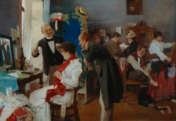 In de kleedkamer, eind 19e eeuw