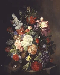 Een Stilleven van Gemengde Zomerbloemen in een Urn