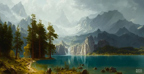 JJM recreëert Bierstadt-A: Sierra Nevada (Panorama)
