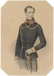 Frans Jozef in Hongaarse livrei rond 1855