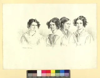 Vier meisjes op één blad