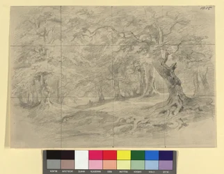 Boslandschap met staffagefiguren