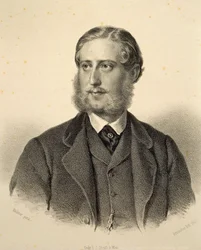 Portret van Ferdinand Bonaventura, Prins Kinsky (1834-1904). Gravure door Josef Kriehuber