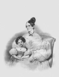Portret van Olga Narychkina Potocki met hun dochter Sophie 1802-1861, 1835