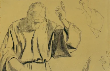 Draperiestudie voor het schilderij "Christi Hemelvaart"