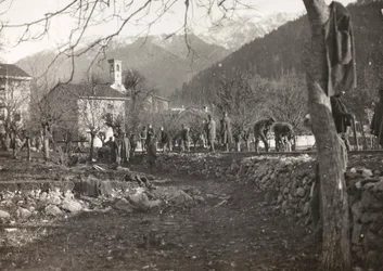 Album "Meine weltkriegs - Erinnerungen South-West Front (Karinthië, Italië, Zuid-Tirol) 31/03/1915-12/11/1918 - Josef Zohles Wenen": soldaten aan het werk