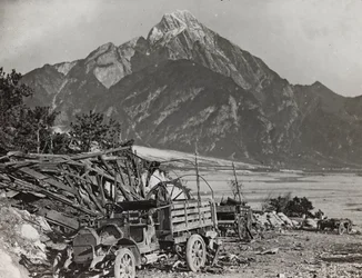 Album "Meine weltkriegs - Erinnerungen South-West Front (Karinthië, Italië, Zuid-Tirol) 31/03/1915-12/11/1918 - Josef Zohles Wien": aan de rivier Tagliamento