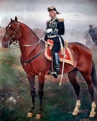 Ruiterportret van Porfirio Diaz, revolutionair en Mexicaanse president