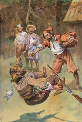 Robinson Crusoe: De Spanjaard slaat hem met één klap neer