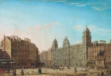 Gezicht op Northumberland House (Olieverf op gedrukte ondergrond)