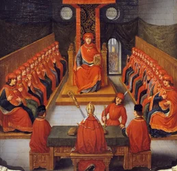 Eerste bijeenkomst van de Orde van het Gulden Vlies gehouden door Filips III de Goede, hertog van Bourgondië, 10 januari