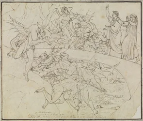 Bij het pekmeer van de bedriegers, de raadsheer van Lucca (Dante