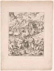 Dante steekt de stroom van bloed van de tirannen en moordenaars over op de rug van Nessus de centaur